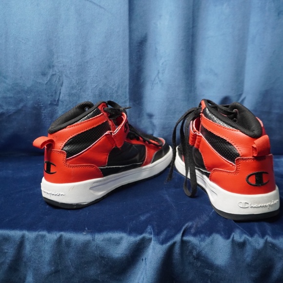 Champion Leather Red Black & White Drome High Top Sneakers - Picture 5 of 6